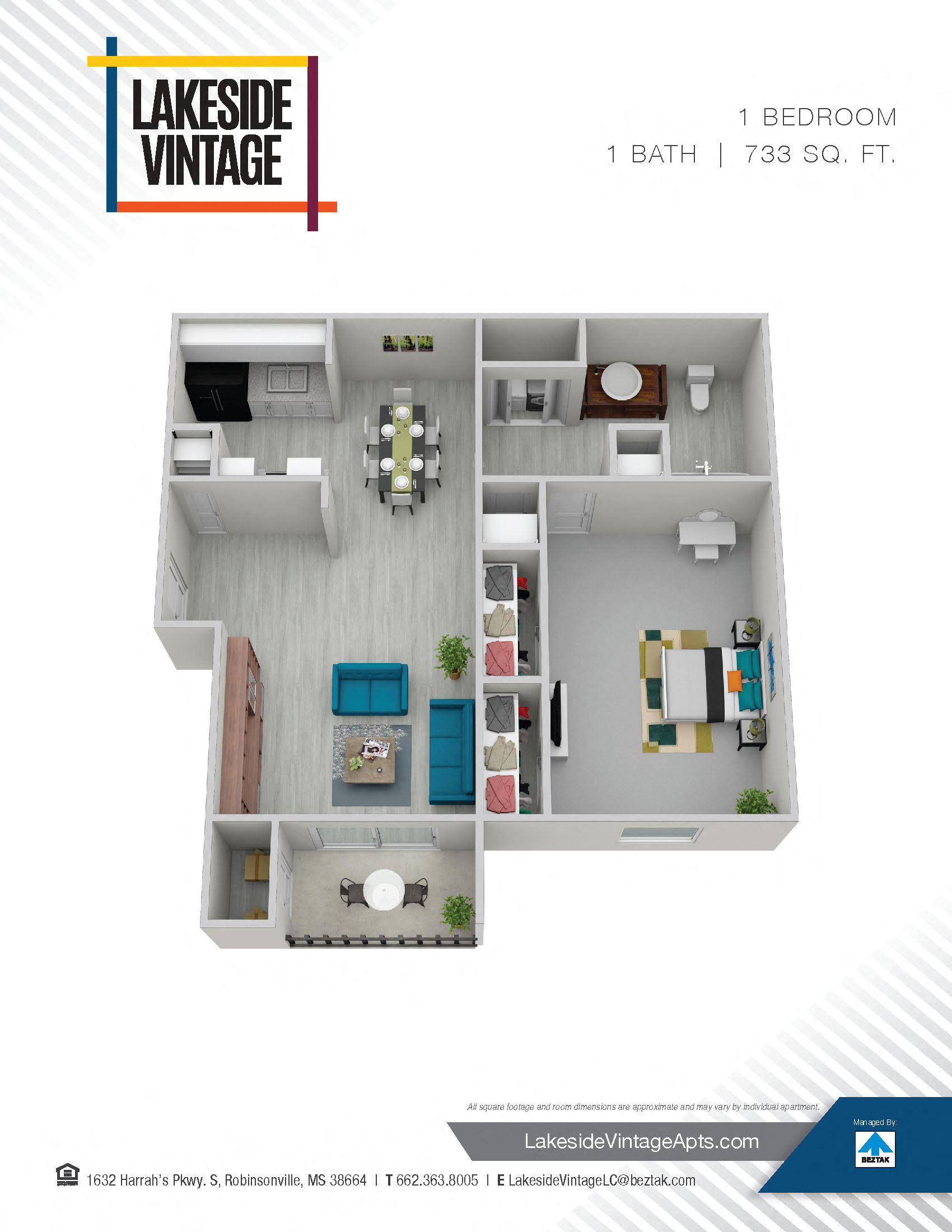 Renovated 1 Bedroom 1 Bath floor plan